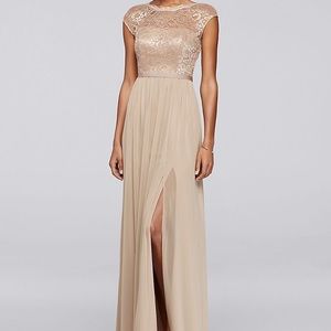 David’s Bridal Bridesmaids Dress in Gold Metallic
